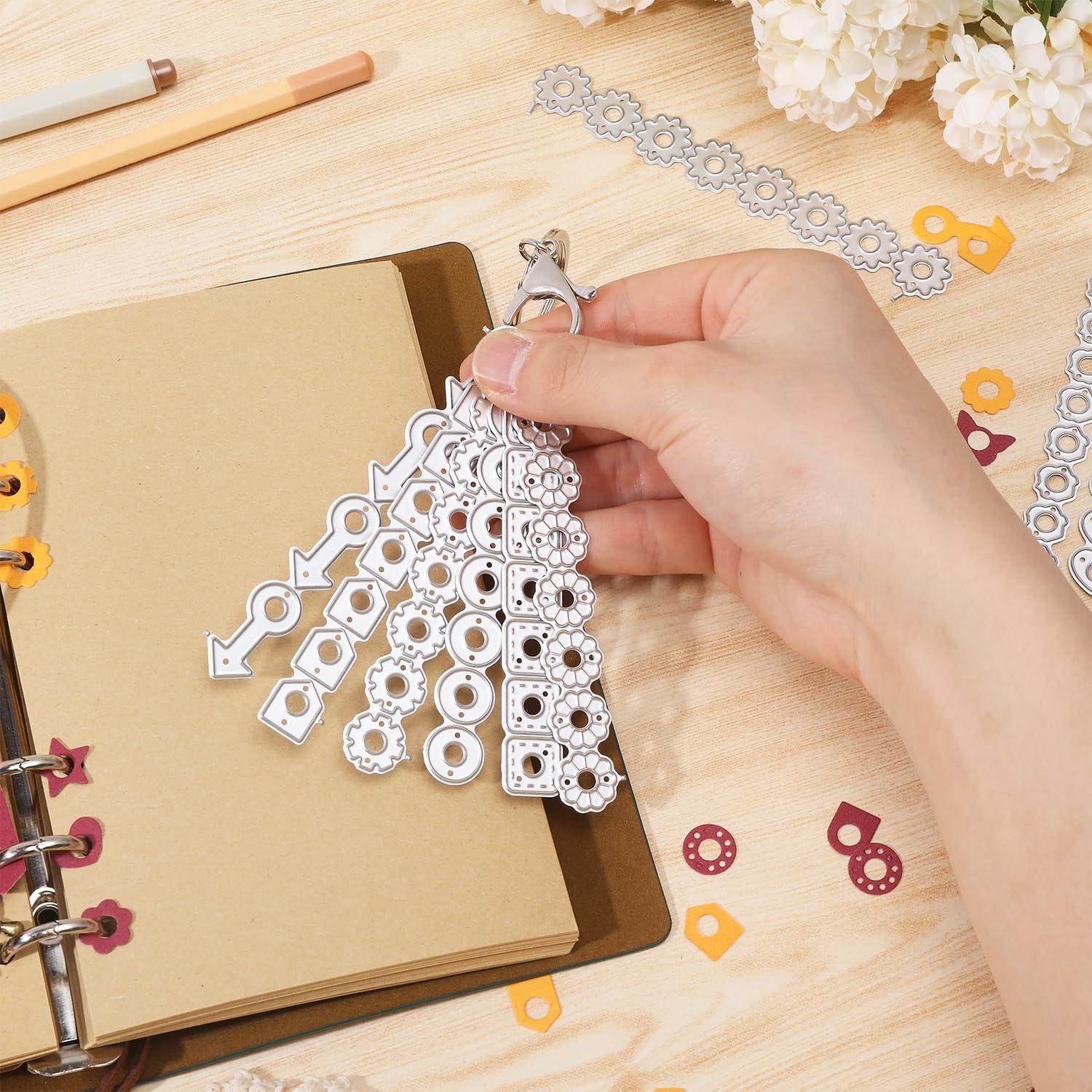 GLOBLELAND Page Tab Hole Reinforcement Cutting Dies for DIY Scrapbooking Metal Geometric Craft Designs Die Cuts Embossing Stencils Template for Paper Card Making Decoration Album