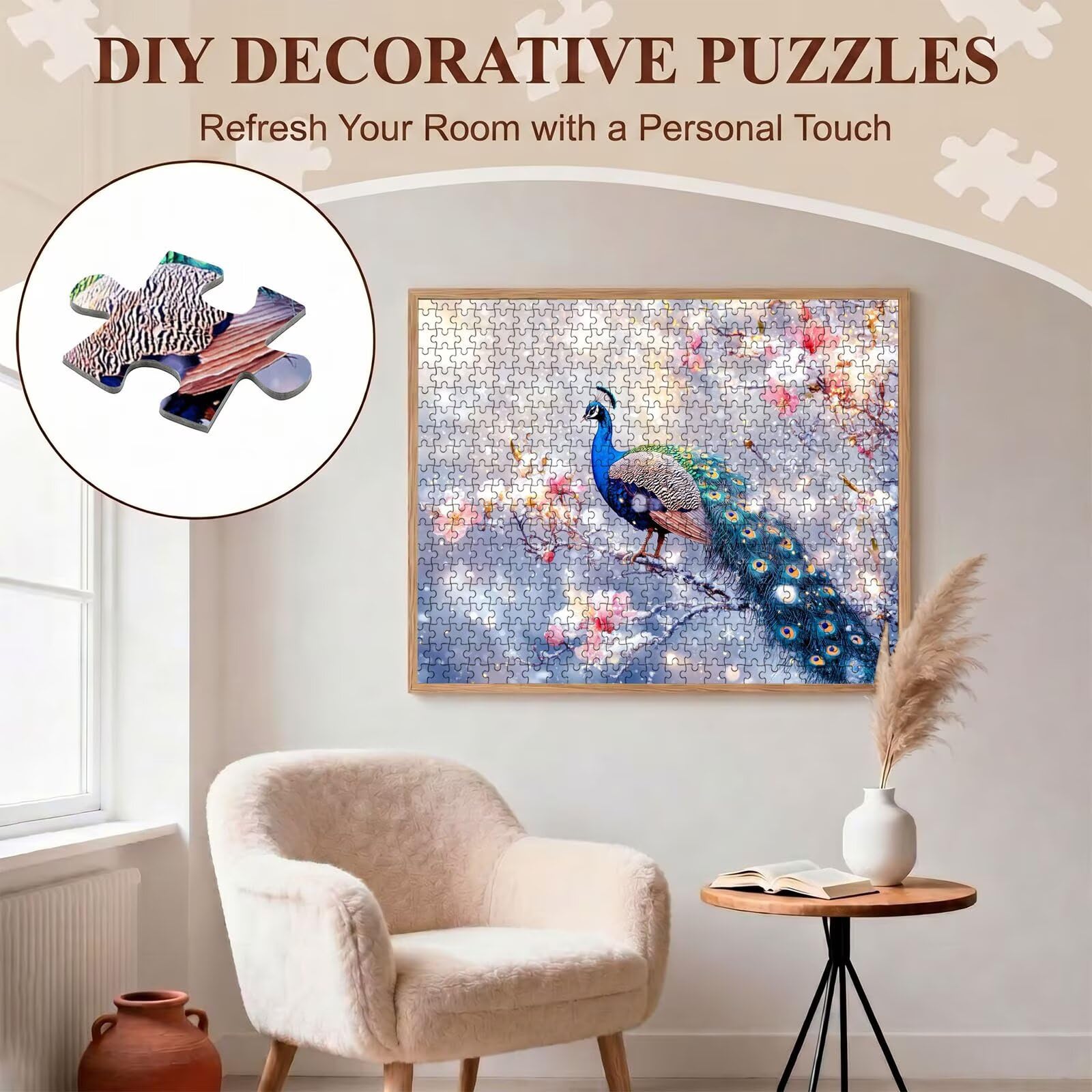 Puzzle 6000 Pezzi Classici, Puzzle Pavone fiore 179 x 105 cm, Gioco Educativo e Antistress in Legno con Poster Incluso, Ttività DIY per Famiglia, Regalo per Appassionati, Decor Parete Casa, f0-590