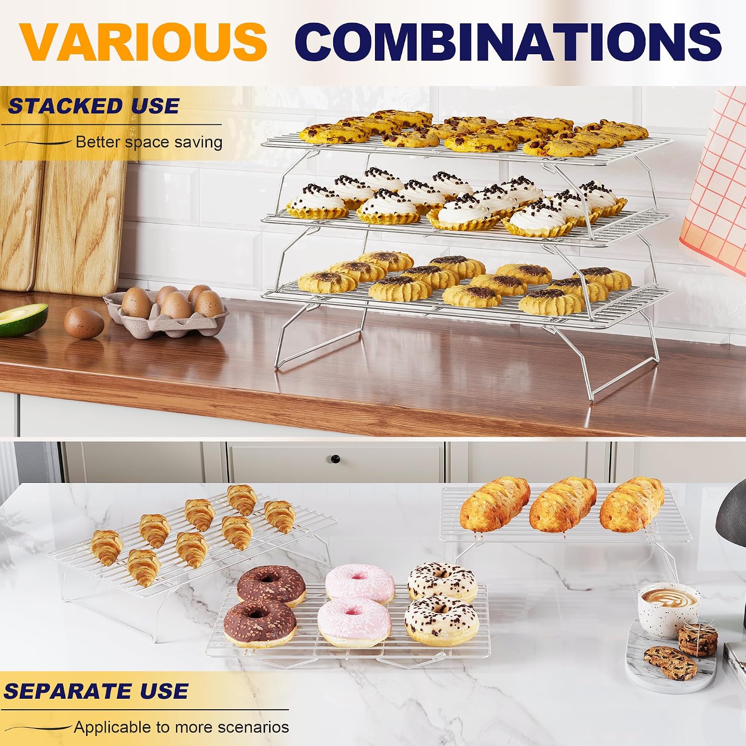 3 Tier Stackable Cooling Rack for Batch Cooling, 15.8"x 10", Silver image 5
