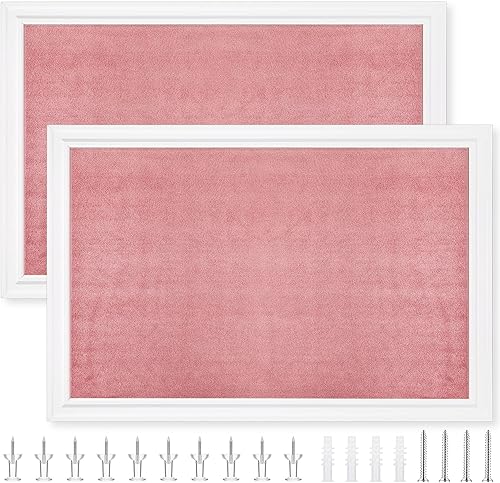 Colarr 2 tableros de anuncios de corcho de 30 x 20 pulgadas con marco, tablero de corcho decorativo grande montado en la pared con pasador de empuje