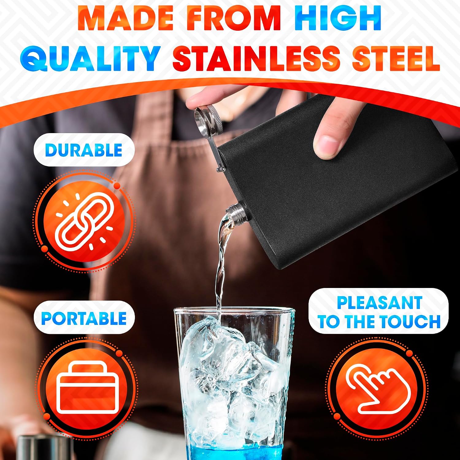 Hip Flask for Liquor, 8oz Matte Black, Leak-Resistant with Funnel