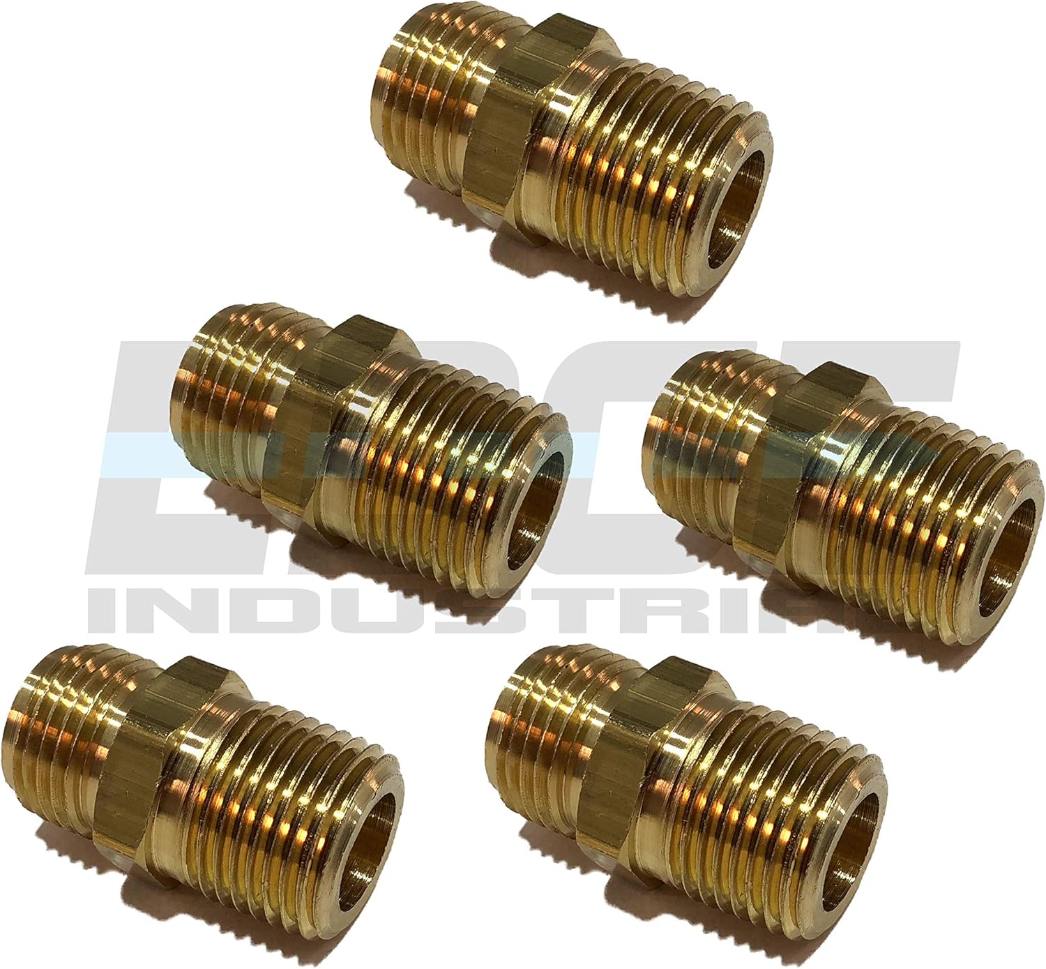 1/2" NPSM to 1/2" Male NPTF Brass Fitting Connector Fuel/AIR/Water/Oil/Gas/WOG (Qty 05)