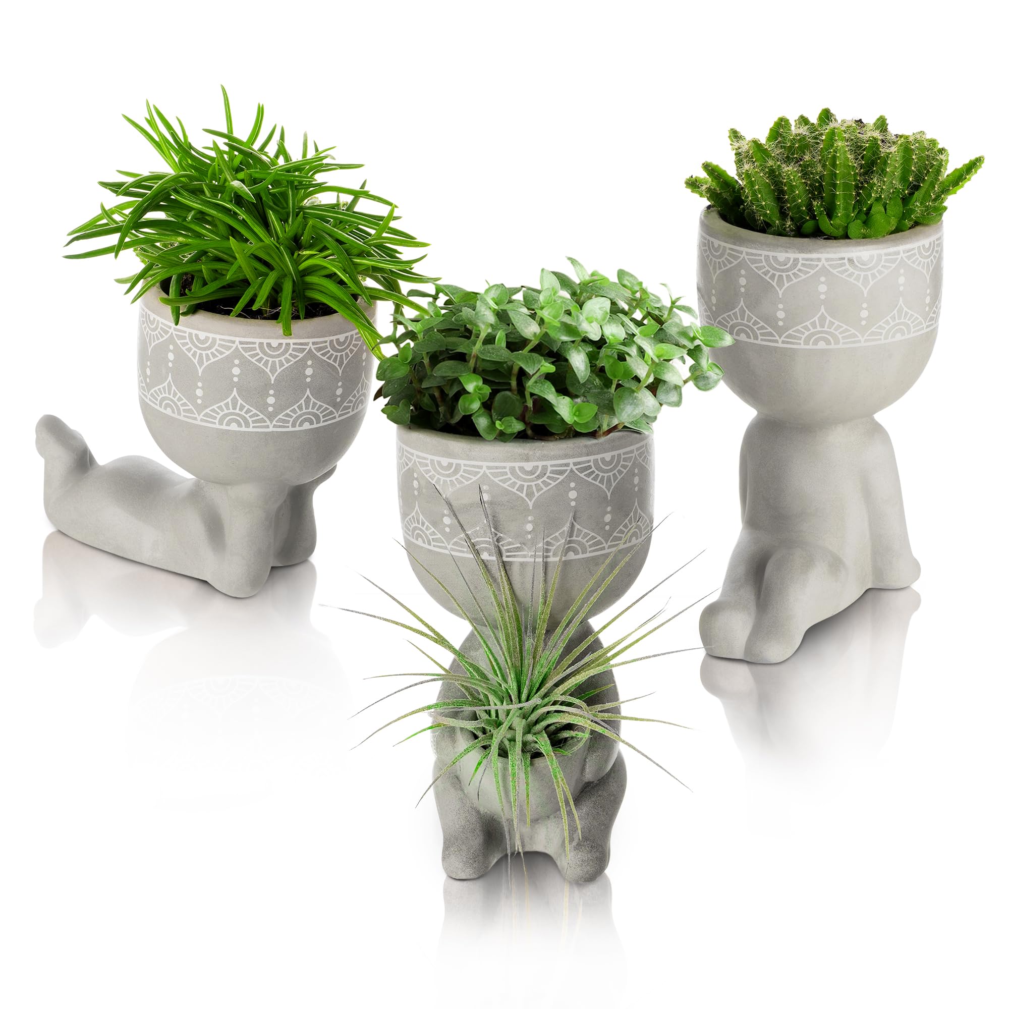Comforder Cement - Small Plant Pots Indoor, 6Cm Planter, Grey Plant Pot Indoor & Outdoor, Weather Resistant, Herb, Flower Or Succulent Pots (Set Of 3)