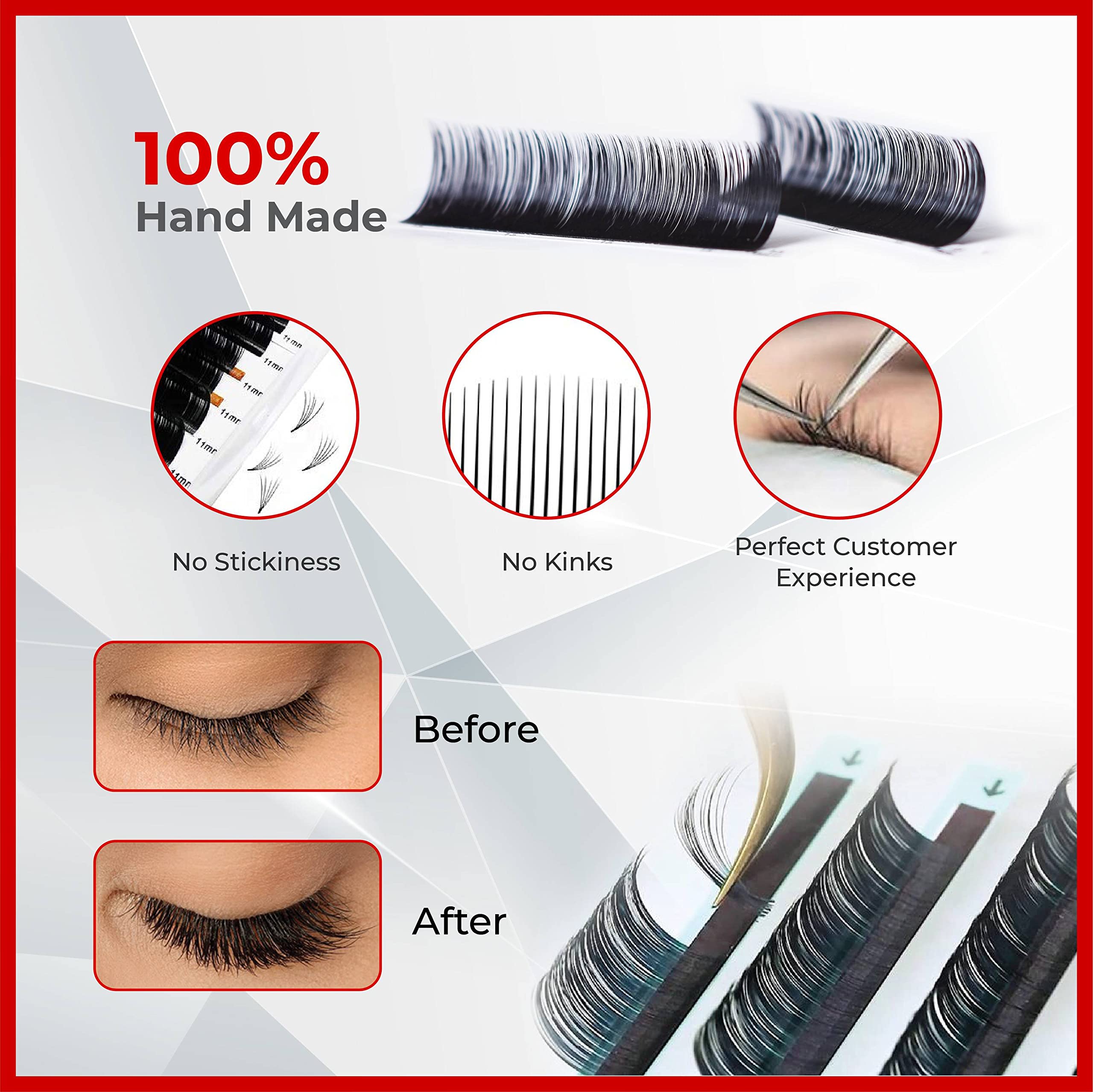 THE LASH SUPPLY Classic Eyelash Extension Professional Supplies, C/J/LD/D Curl, 8-20mm Length, 0.15/0.20 Thickness, Fake Eye Lashes, Soft and Lightweight Lashes Mixed to Mixed Length Pack