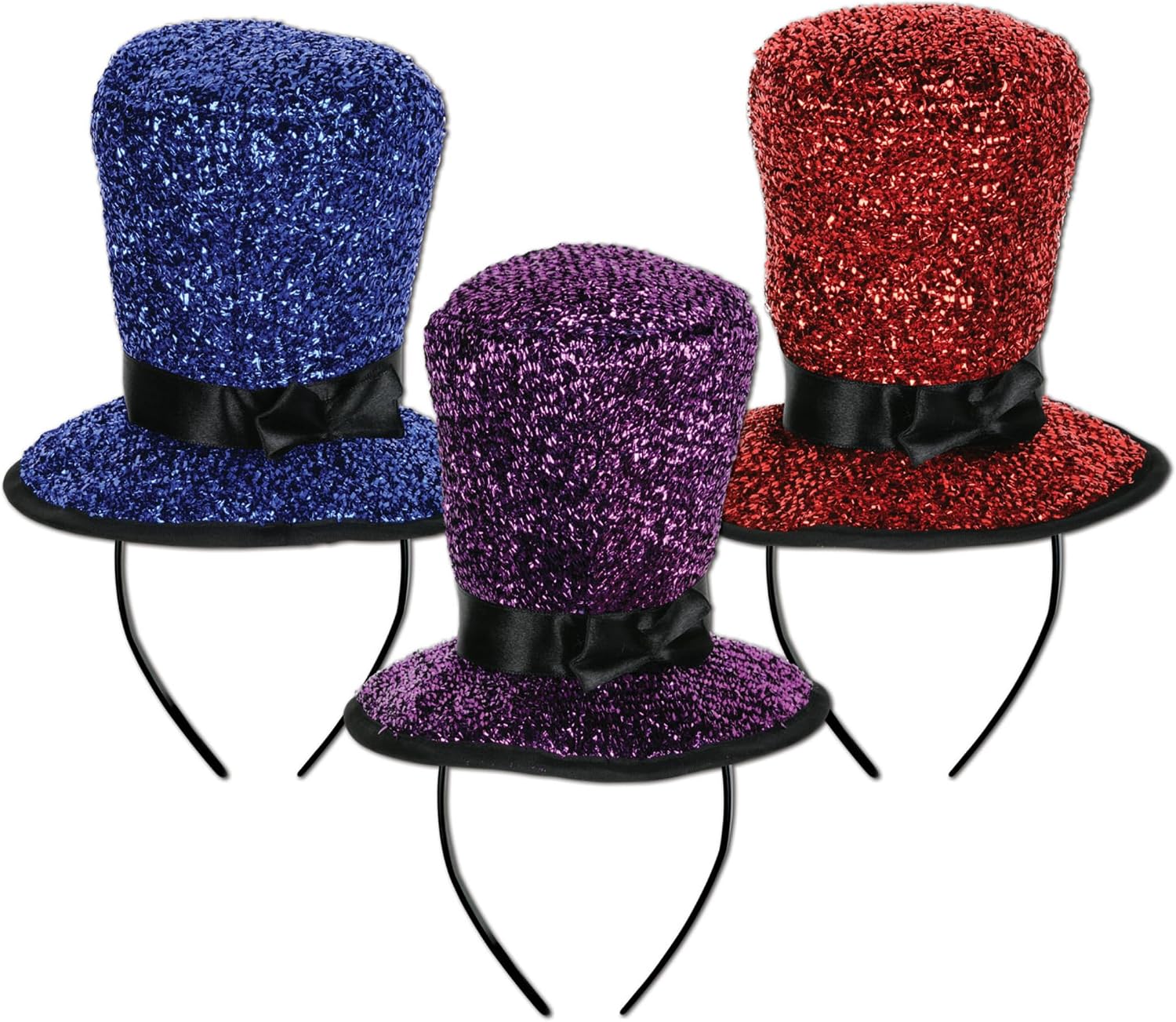 Beistle Happy New Year Headbands - Glittery, Star Boppers, and Sparkling Fabric Top Hats: New Years