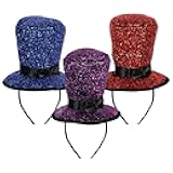 Beistle Happy New Year Headbands - Glittery, Star Boppers, and Sparkling Fabric Top Hats: New Years