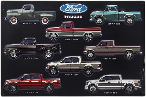Cartel de metal en relieve de Ford Trucks Collage Arte de pared de Ford vintage para hombre cueva o garaje