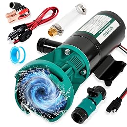 12V Portable RV Macerator Waste Pump, 12GPM Suction 3.2 feet Lift 10 feet with Garden Hose Discharge Port for RV, Marine, Campers & Travel Trailers
