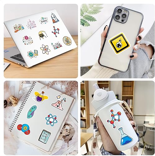 Miniatura 6 de 200 calcomanías de ciencias naturales, física, biología, experimento de química, calcomanías de vinilo impermeables para estudiantes, calcomanías de