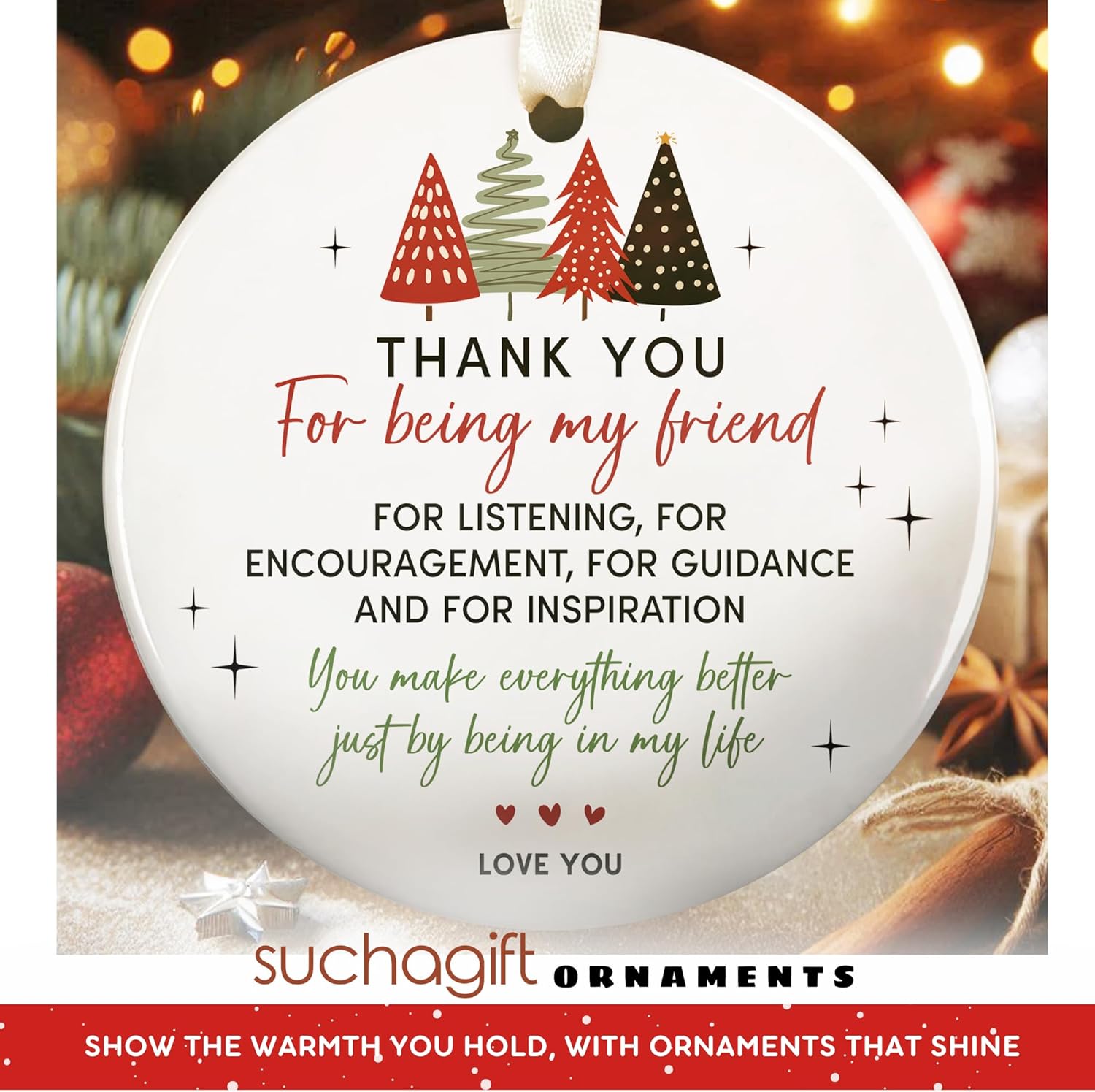 Best Friend Ornaments for Christmas Tree - Best Friends Bestie Ornaments for Women - Bestie Friendship Christmas Ornament - Besties Gifts for Women - Ceramic Ornament 2025 - Image 7