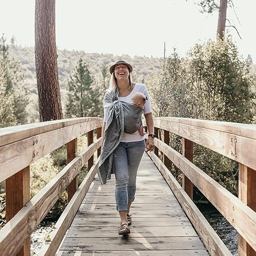 Miniatura 9 de Hip Baby Wrap - Portabebés para bebés y niños pequeños - Portabebés de algodón suave y duradero para bebés de 8 a 35 libras - Cómodo, versátil para