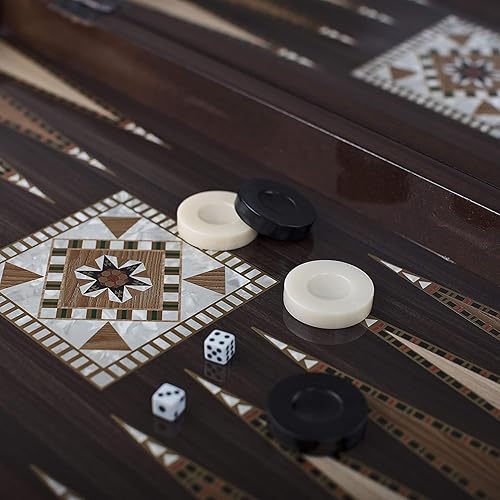 Miniatura 2 de LaModaHome - Juego clásico de backgammon para adultos y niños, tabla plegable de madera, ropa magnética, diversión para familiares y amigos, juego
