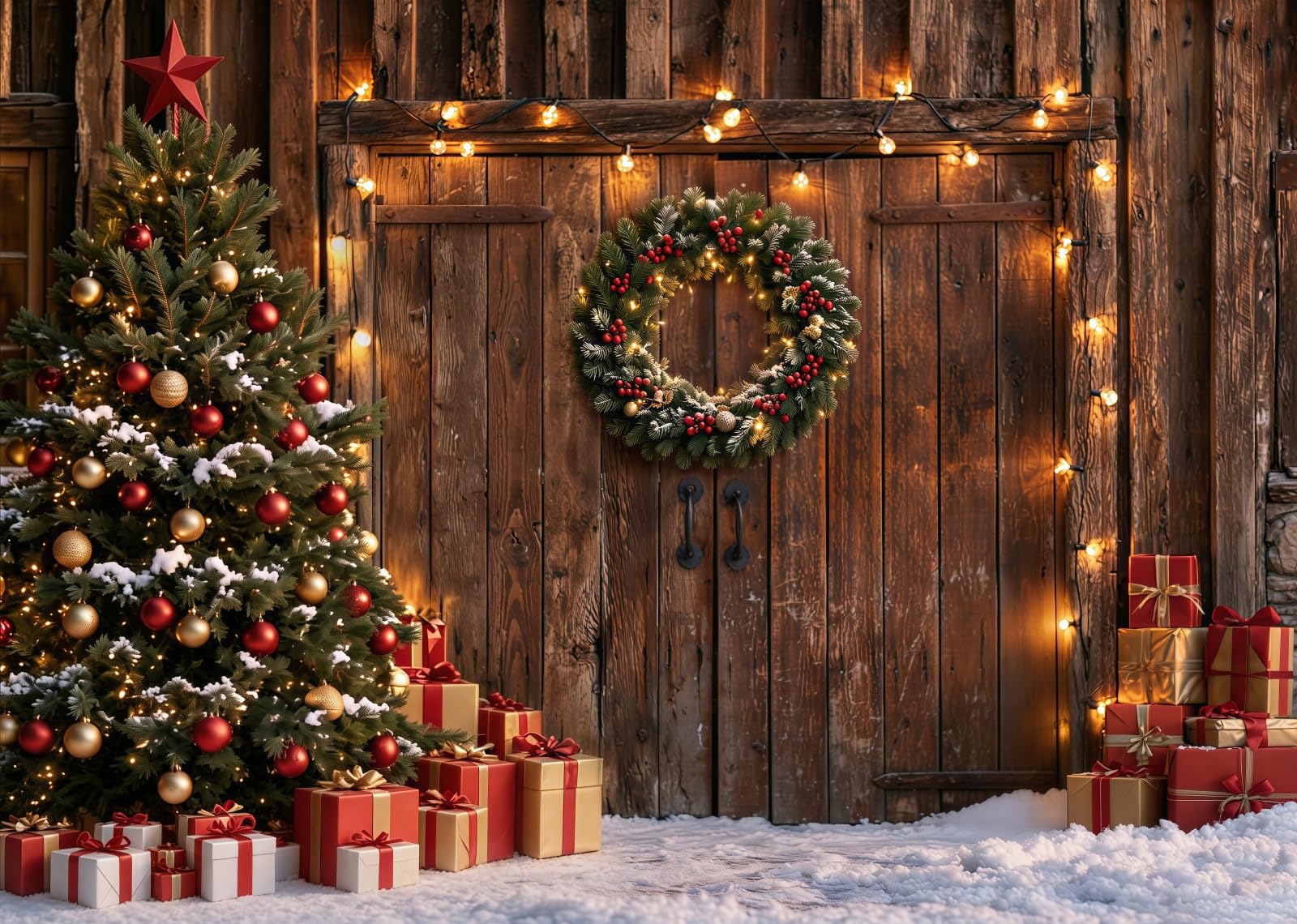 12x10FT Baita di Natale Innevata Sfondo Fotografico