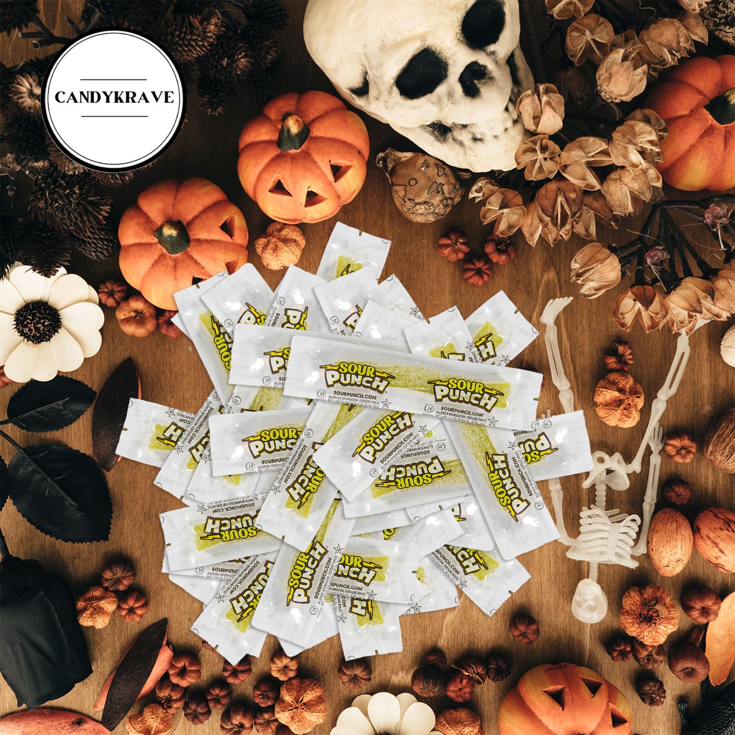 SourPunch Chewy Licorice Twists - Halloween Edition - Ghostly Green Apple Flavor - 1 lbs Individually Wrapped Sweet & Sour Candy Pack - Delicious Gummy Candy for Halloween, Pinata, Birthdays, Pantry