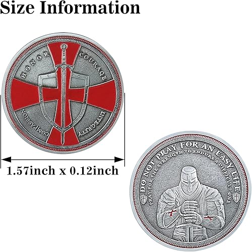 Miniatura 4 de BHealthLife Monedas de desafío de la Cruz Roja de Caballero Templario Paquete de 5 Monedas Religiosas Conmemorativas Regalo