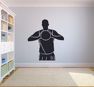 Basketball Sports Player Silhouette Athlete Wall Sticker for Girls/Boys Bedroom Children Kids World Cup FIBA NBA Sport Fans Rooms Gym Home Art Murals Decals Wall Art Vinyl Decoration Size (30x25 inch)