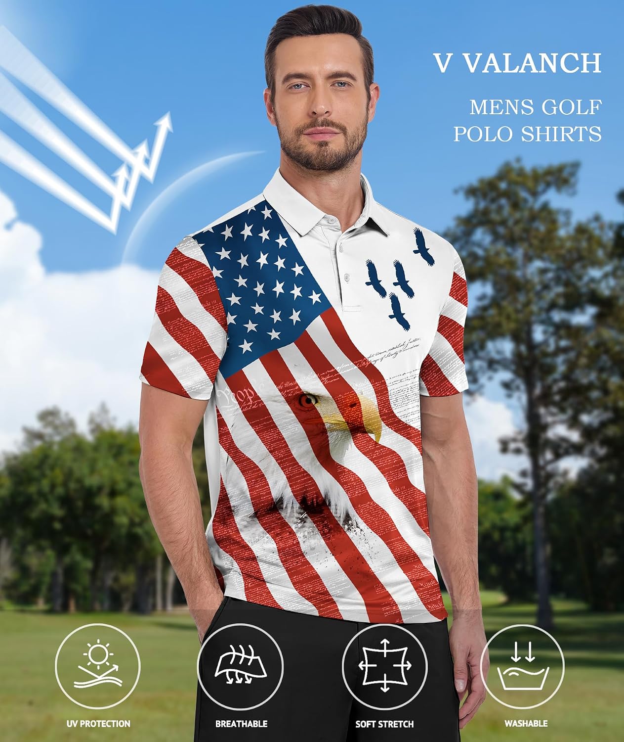 V VALANCH Mens Polo Shirts Short Sleeve Moisture Wicking Golf Tennis Polo Casual Shirts