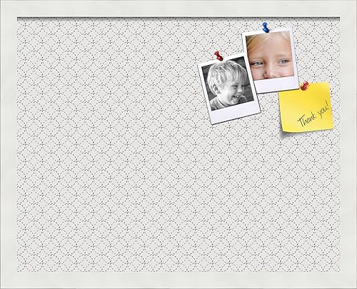 Miniatura 312 de PinPix Tablero de anuncios de corcho de 12 x 12 pulgadas. Este tablero decorativo enmarcado viene con diseño de círculos B W y un marco blanco