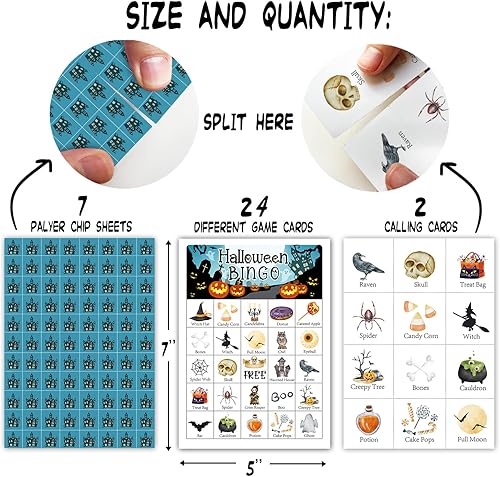 Miniatura 2 de Tarjetas de juegos de fiesta de bingo de Halloween con 24 jugadores, juegos de fiesta de Halloween para niños, escuela, aula, suministros de fiesta,