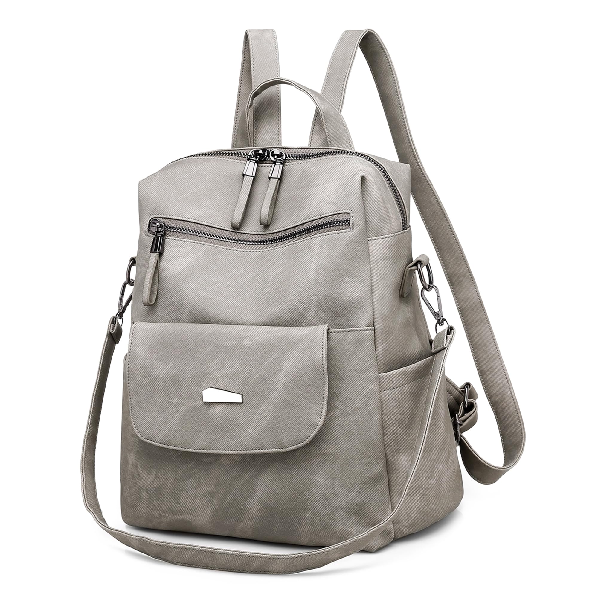 DIRRONA Zaino da Donna Casuale Zaino Donna Alta Capacità Borse a Tracolla Pelle PU Antifurto Impermeabile Daypack Scuola Viaggio Lavoro Borsa Grigio