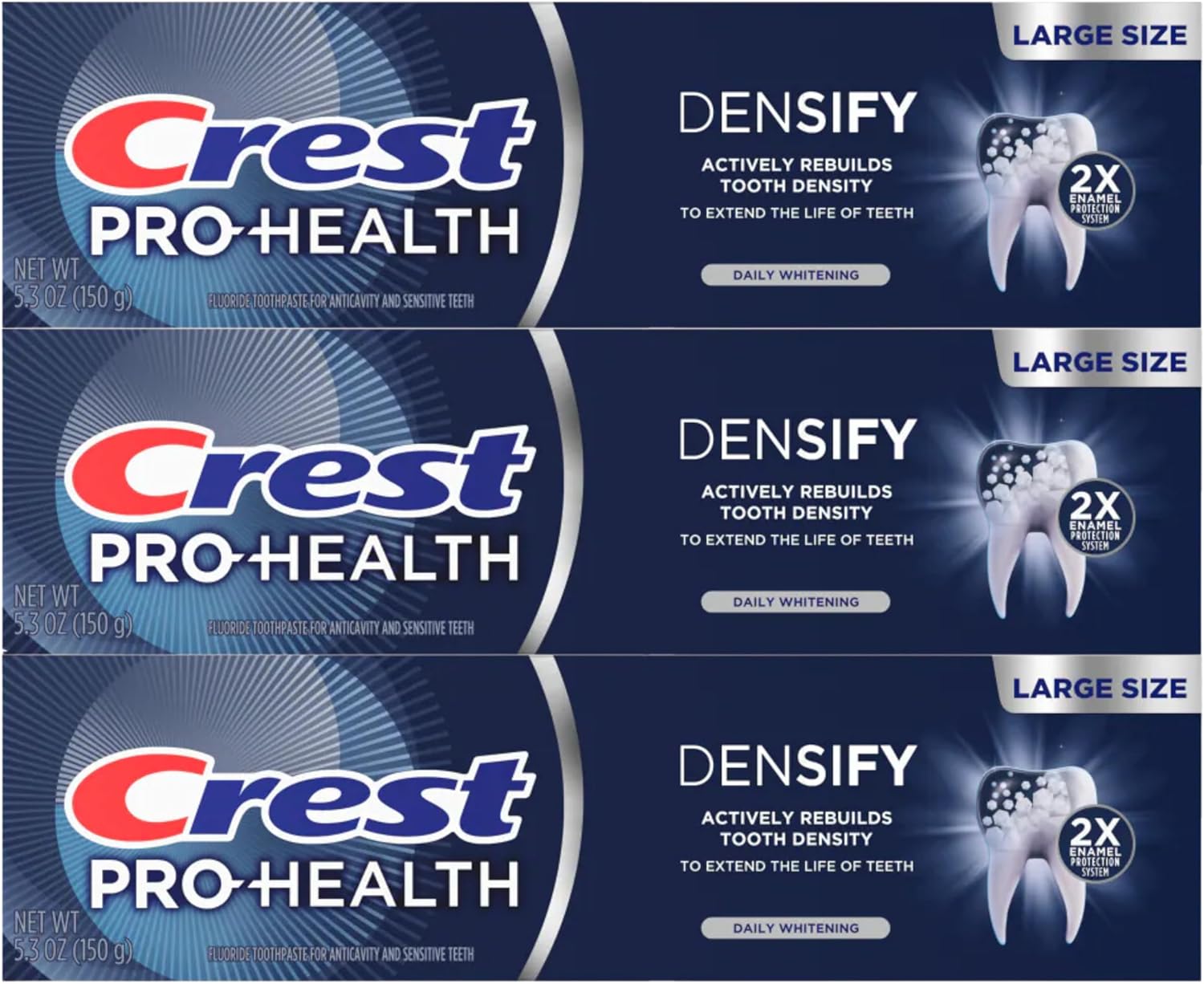 Crest Pro-Health Densify Toothpaste, Daily Whitening 5.3 Oz (Pack of 3)