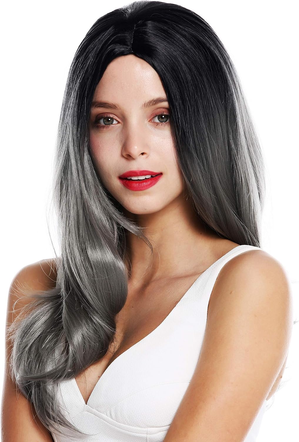 WIG ME UP, ZM-1811-171Dye1B women's quality wig long sleek middle parting ombre balayage black grey - Image 4