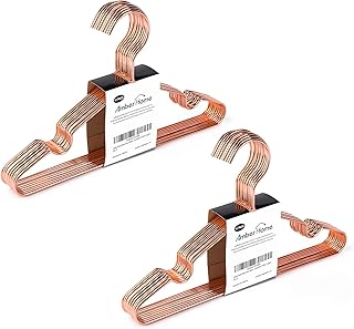 IKEA 子供 用 ハンガー:選び方と活用アイデア 28 Amber Home Baby Hangers, 20-Pack, Rose Gold, Non-Fluorescent Metal Hangers, Elegant, Metal Clothes Hangers, for Suits, T-shirts, Jackets, Dresses, Towels, Durable, Compact, Anti-Slip, Storage, Width