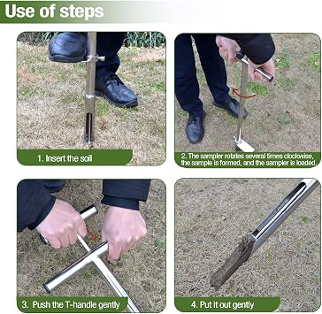 40 Soil Probe, Stainless Steel Soil Sampler Probe with Foot Pedal and Reusable Sample Bags, Soil Test Kits for Lawn Plant Garden Farm Soil Sampling