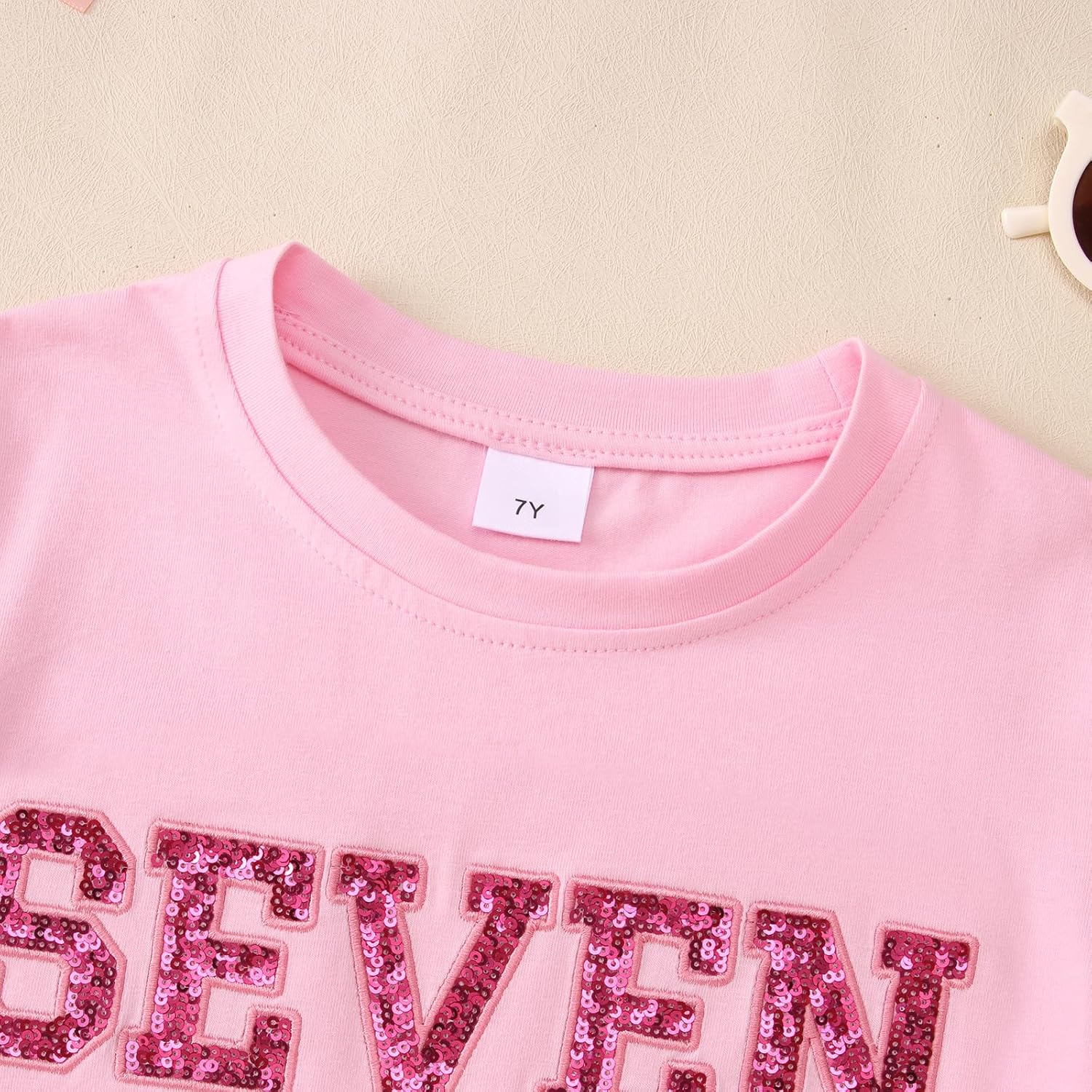 Birthday Girl Shirt 6th 7th 8th 9th Girls Birthday Tshirt Kids Bday Party Outfit Sequin Glitter Embroidery Tee Tops - Image 4