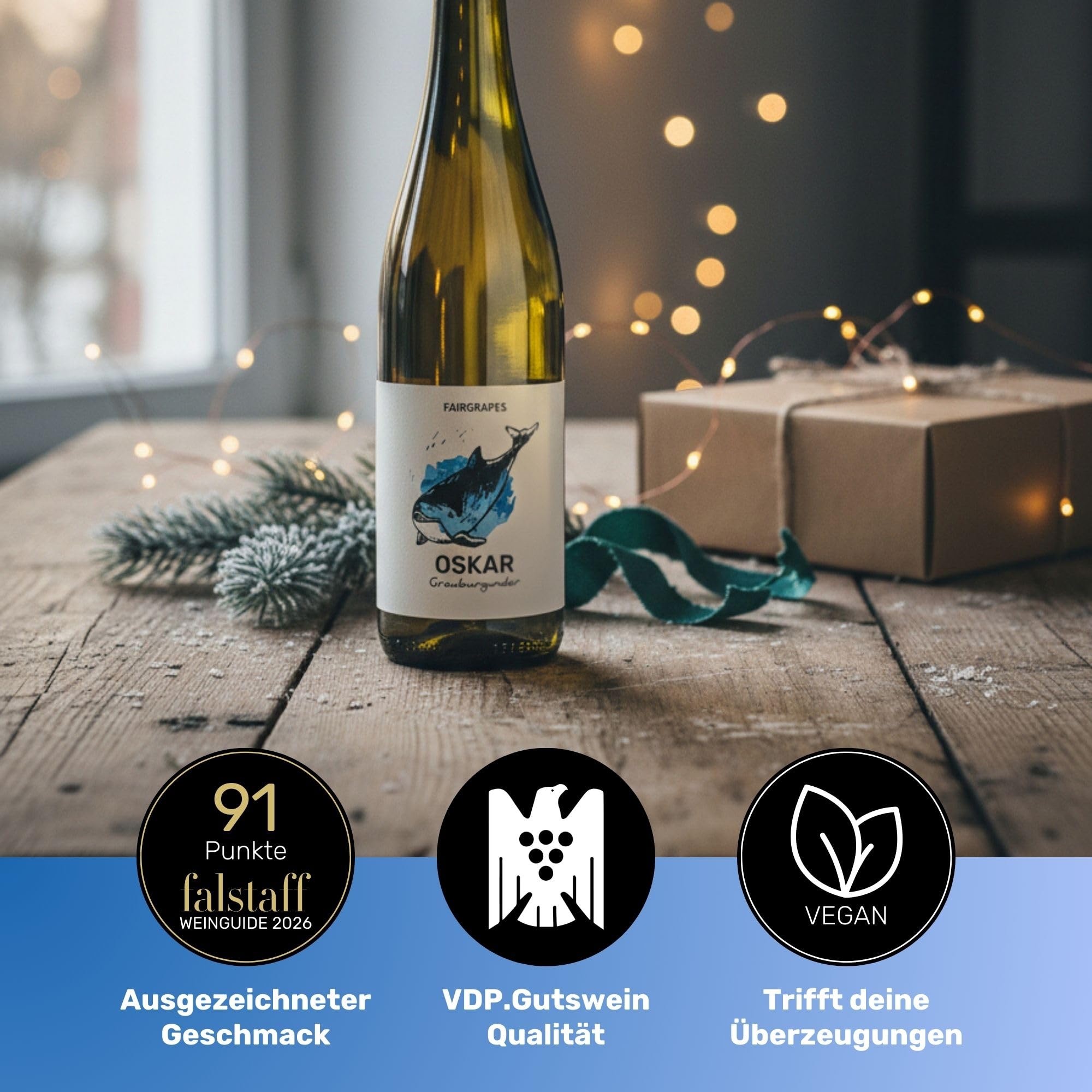 FairGrapes Grauburgunder »Oskar« | 91 Punkte Falstaff | VDP.Gutswein | Weißwein Trocken | Honigmelone & Nüsse | Geschenkidee (6 x 0.75 l)