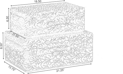 Miniatura 4 de Vintiquewise Juego de 2 maletas decorativas de terciopelo copetudo, color marrón