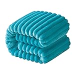 NTBAY Plush Flannel Oversized Baby Blanket, 50X60 Inches Soft and Warm Toddler Blanket with Striped Texture Nursery Bed Blanket for Stroller, Crib, Travel, Baby Gift, 50x60, Turquoise
