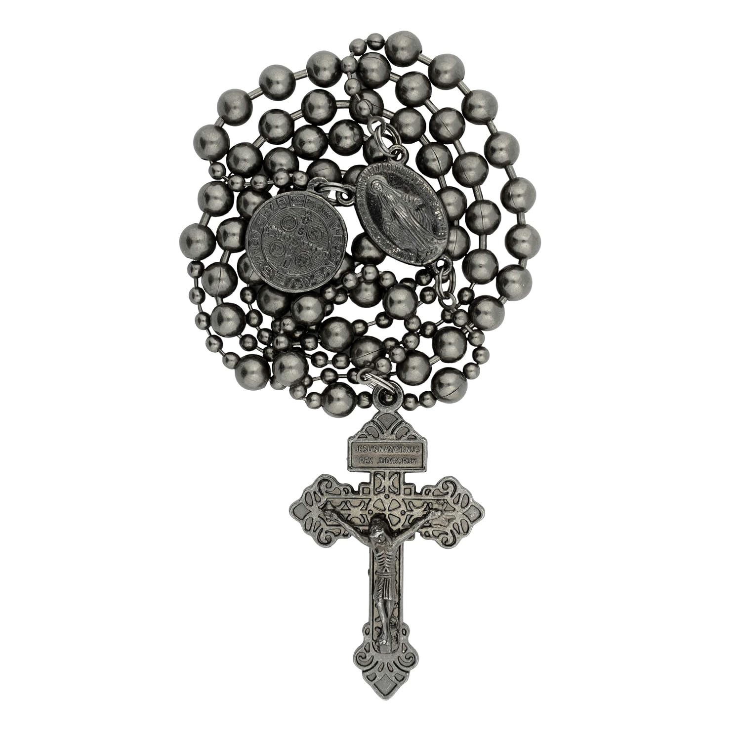 Metal Military Rosary | Available in Three Metallic Colors | Great Catholic Gift for Soldiers, Veterans, and Military Families | Ornate Crucifix, Miraculous Medal, and St....