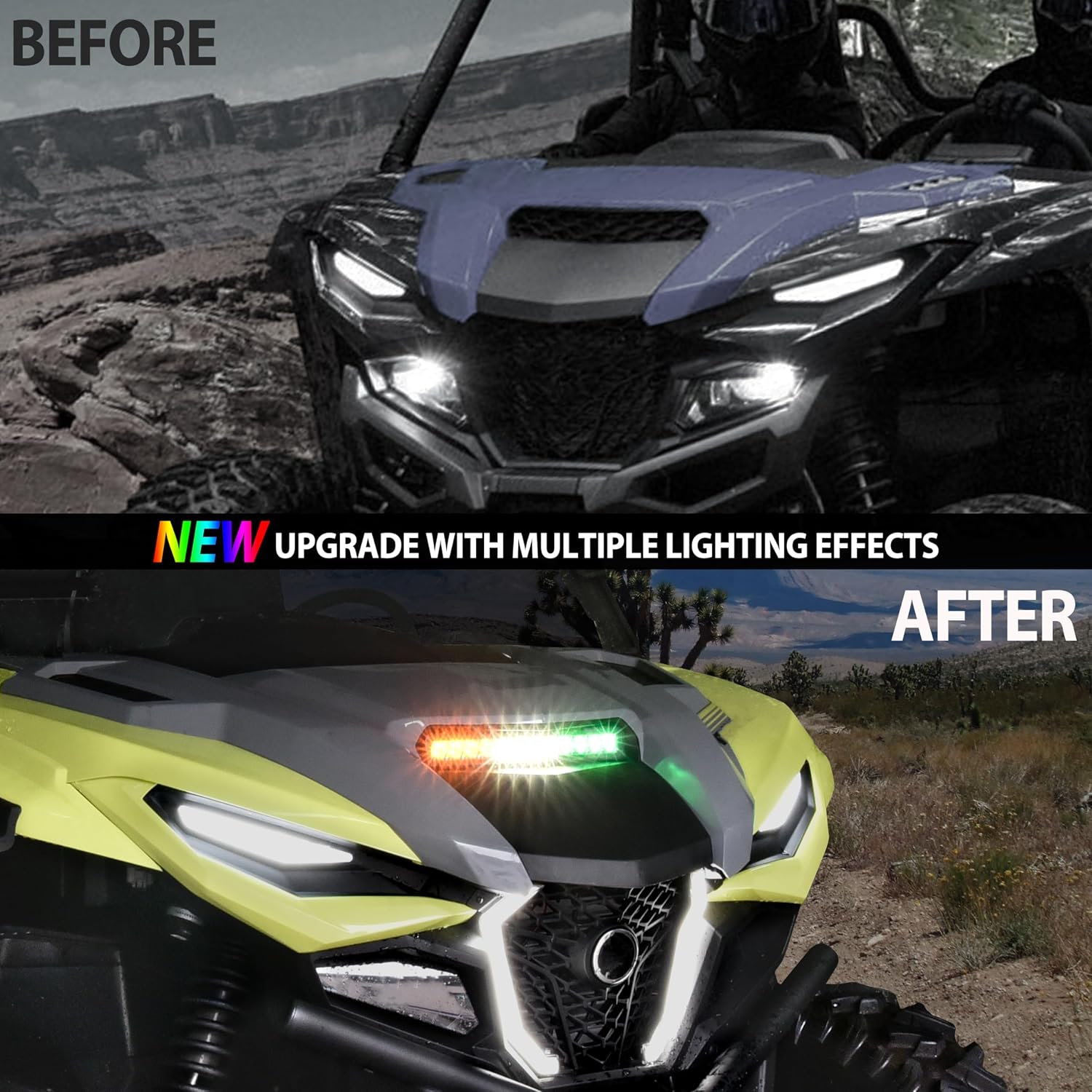 LED Hood Scoop Light for Yamaha RMAX 1000, Front Auxiliary Spotlight Hood Running Light with Strobe Green Amber Lamps for Yamaha Wolverine RMAX2 RMAX4 1000 2021-2025 Accessories