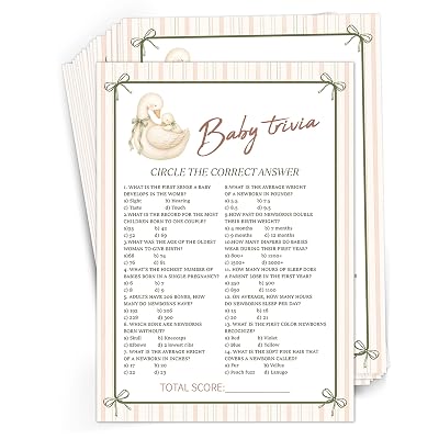 Goose Baby Shower Games, Vintage Goose Baby Trivia Game, Gender Reveal Party Supplies & Decorations, Gender Neutral, Set of 30 Game Cards - DY16