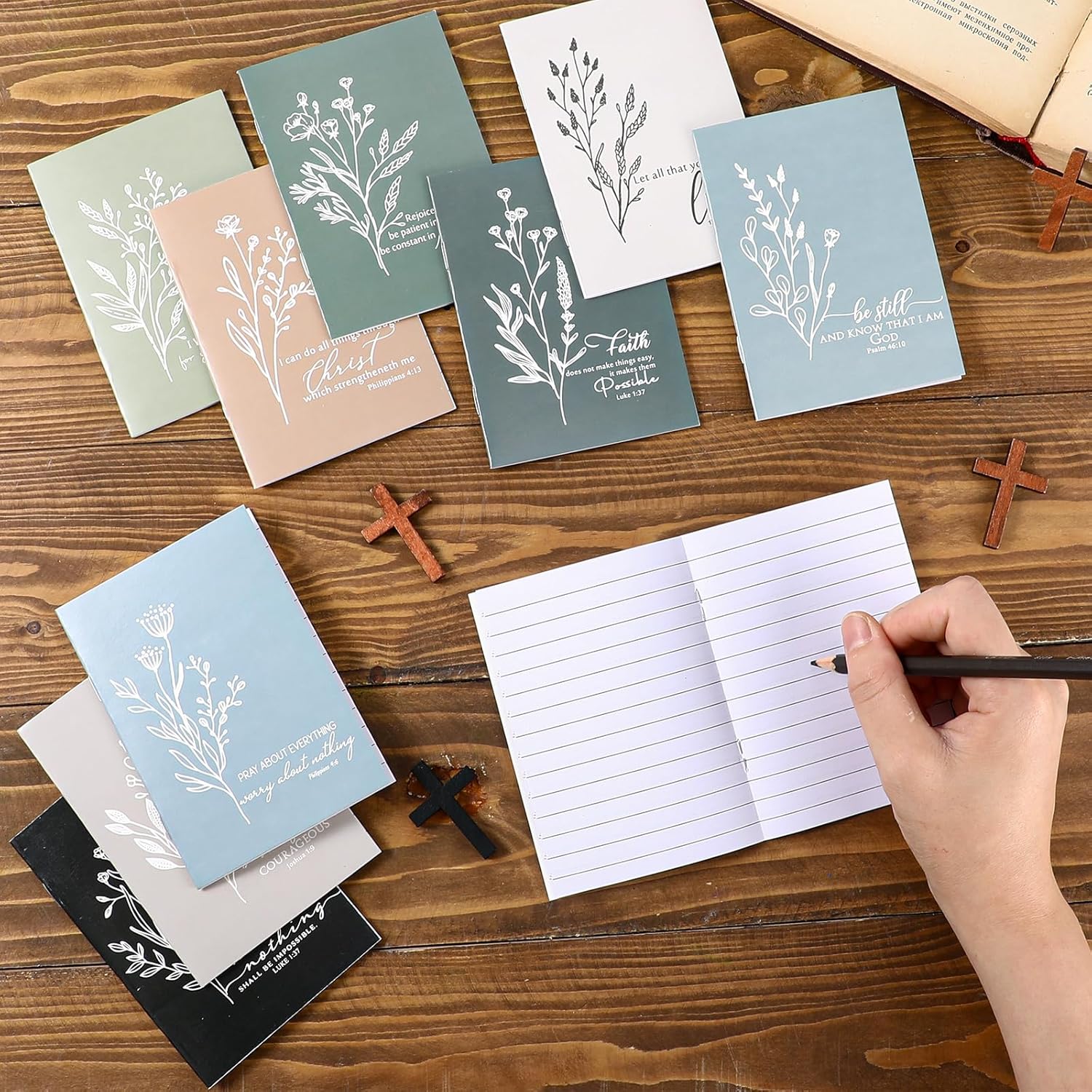Kosiz 50 Pcs Bible Verse Mini Notepads Bulk Aesthetic Small Christian Notebooks Religious Notebook Journal for Church Sunday School Teacher Coworkers Appreciation Gifts - Image 5