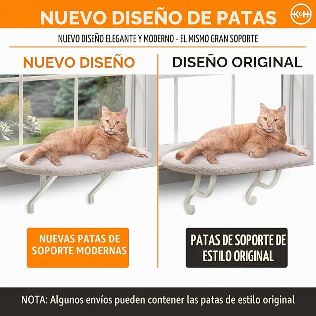 Foto 3 de 7 de K&H Pet Products - Hamaca para Ventana de Gato, Cubierta de Forro Polar Suave, fácil Ajuste, Funda Lavable…