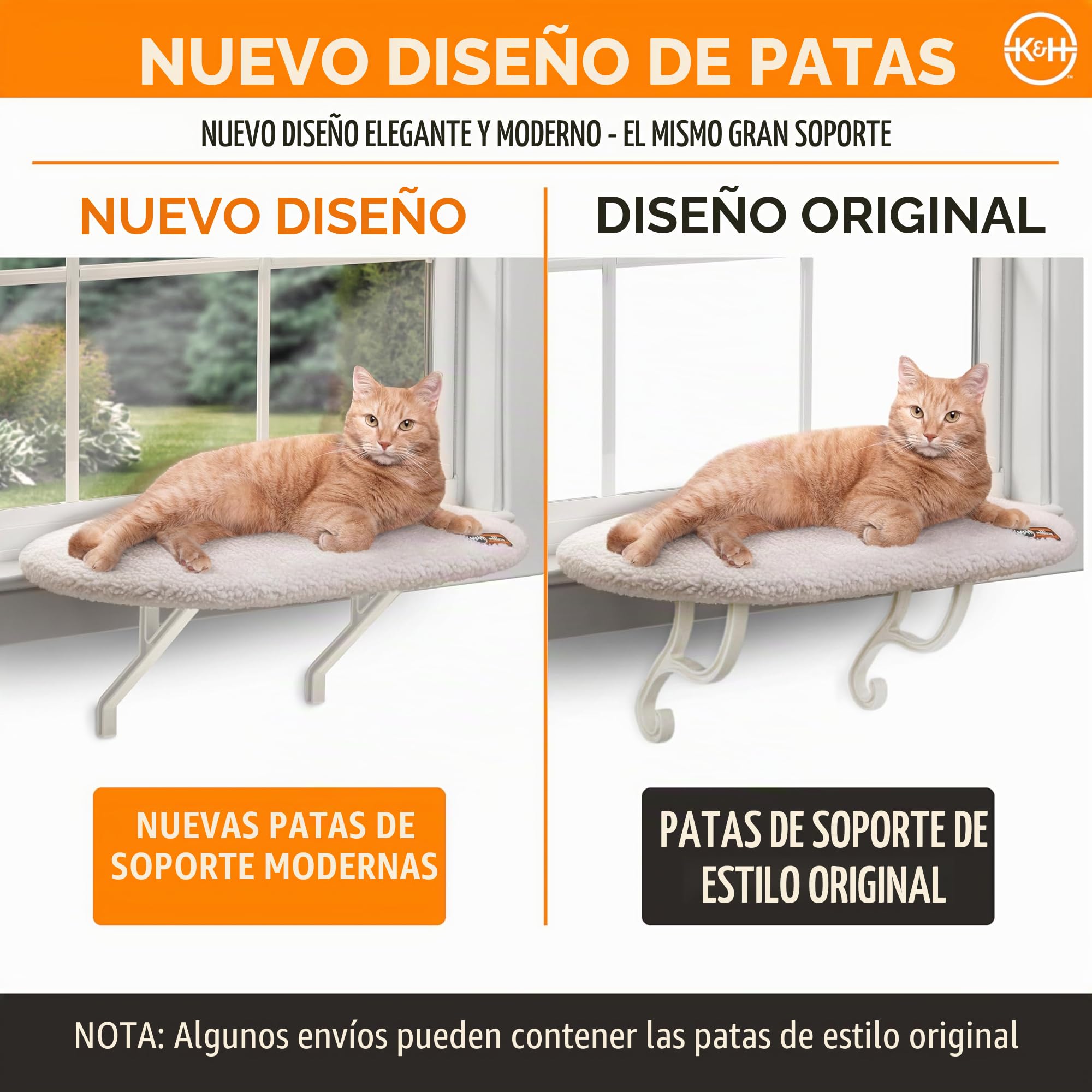 K&H Pet Products - Hamaca para Ventana de Gato, Cubierta de Forro Polar Suave, fácil Ajuste, Funda Lavable a máquina, 35,5 cm x 60,96 cm, Color Crema