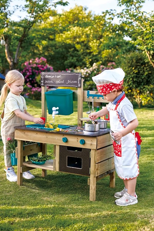 Hape Outdoor Kitchen | Mud Kitchen Wooden Toy Playset with Accessories, for Children Ages 3+ Years by Hape - Image 2