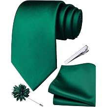 Branduce 3.15"8cm Mens Tie and Lapel Pin Solid Necktie Handkerchief Tie Clip Set for Men