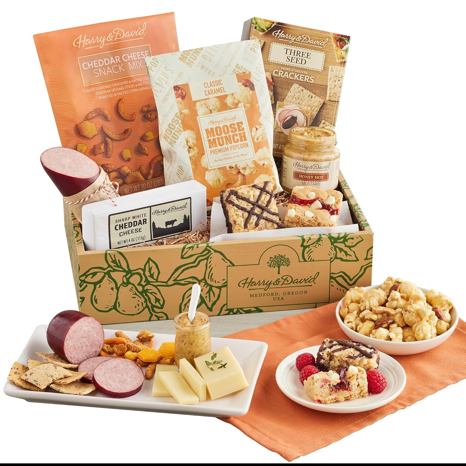 Harry & David Gourmet Snacks Gift Box, Food Gift Basket, Sweet And Salty Snacks, Includes Popcorn, Sausage, Cheese, Crackers, Care Package, Gift Basket For All Occasions Family, Friends, Loved Ones