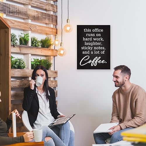 Miniatura 3 de Notas adhesivas de risa con texto en inglés This Office Runs on Hard Work Ris y un montón de café, impresiones artísticas en lienzo para decoración