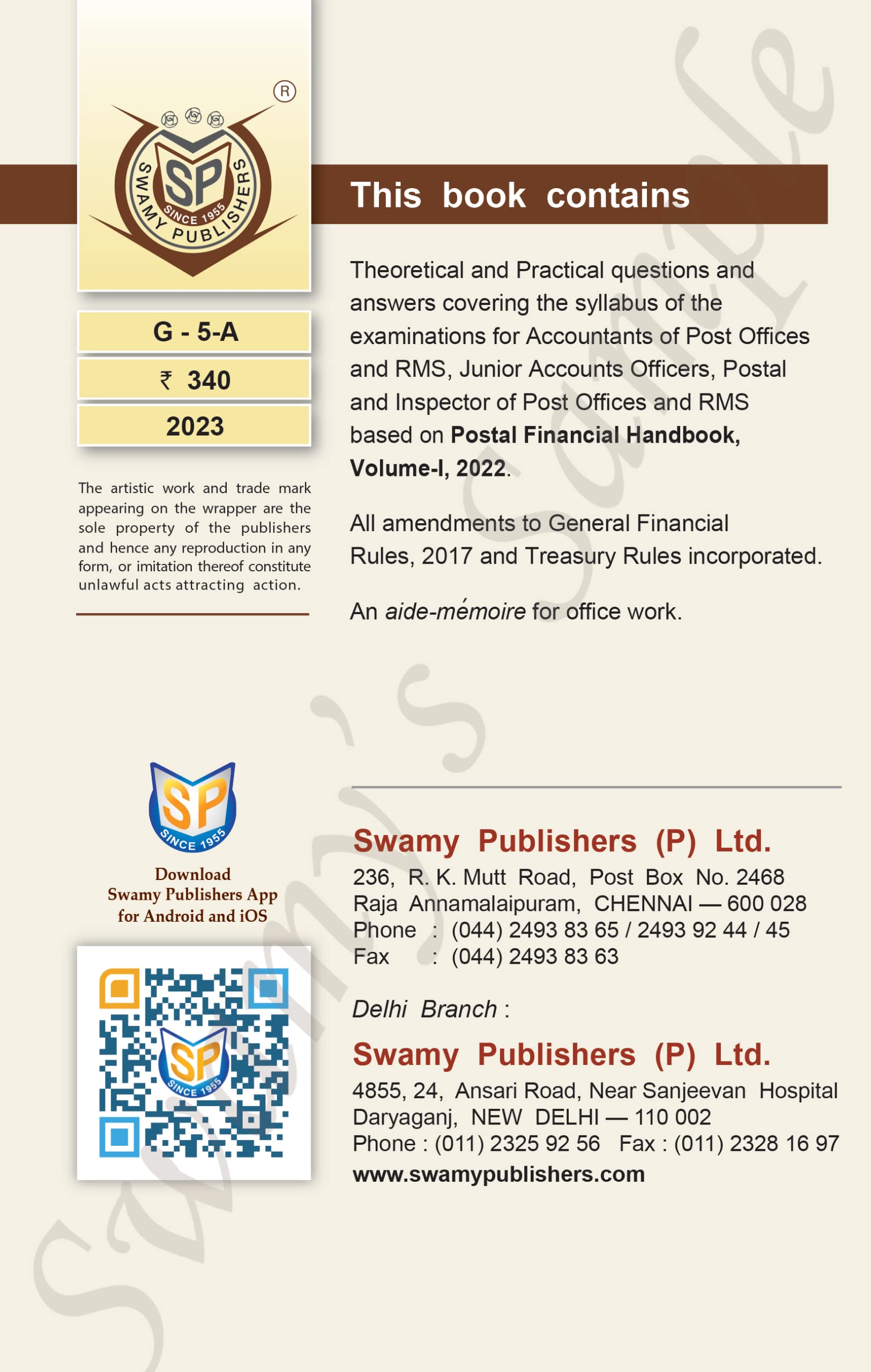 Swamy Publishers (P) Ltd. Swamy’s Guide to Postal Financial Handbook, Vol. I 1