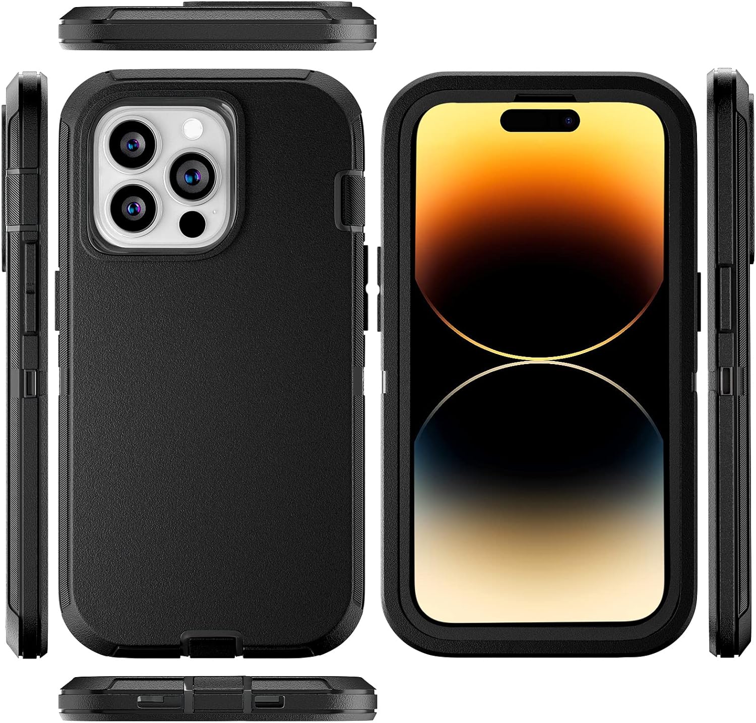 for iPhone 14 Pro Max Case 6.7" with 2 Screen Protector and Belt Clip Holster Kickstand, Heavy Duty Military Grade Full Body Protection Phone Cover (Belt Clip,Black) - Image 4