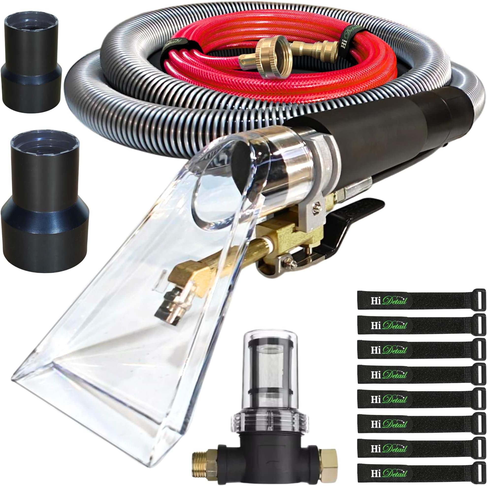 Hi Detail Shop Vac Extractor Kit with Wand and Hose, Adapter Converts Vacuum to carpet & upholstery Extractor for auto detailing & home