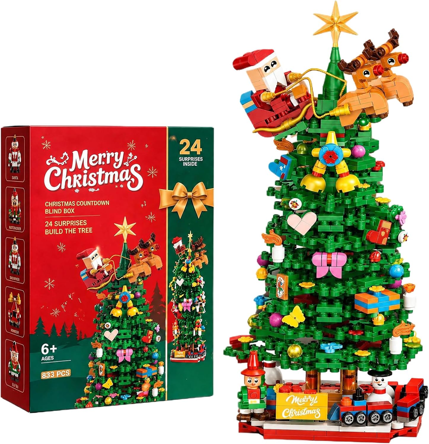 Amazon.com: Holiday Countdown Building Blocks Advent Calendar Christmas ...