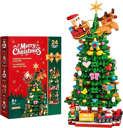 Amazon.com: Holiday Countdown Building Blocks Advent Calendar Christmas ...