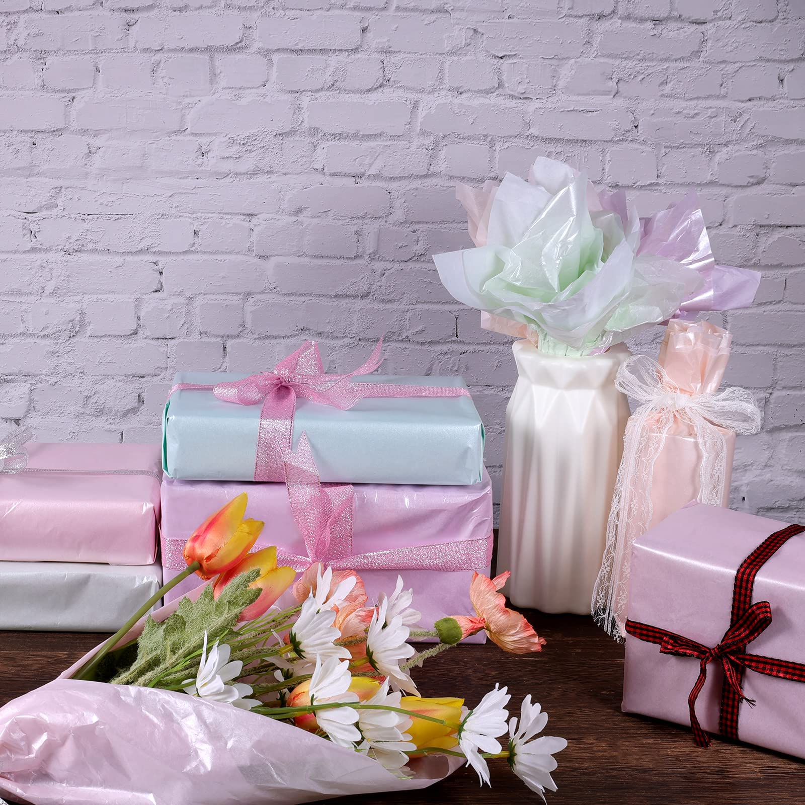 ADQUATOR 30 Fogli Carta Velina Metallizzata 50x35 Cm – Perlata E Luccicante Per Confezioni Regalo Fai Da Te, Compleanni E Matrimoni