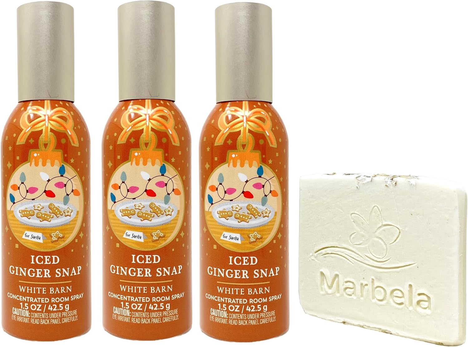 Bath & Body Works Iced Ginger Snap Concentrated Room Spray 3 Piece Bundle with a Natural Oats Sample Soap