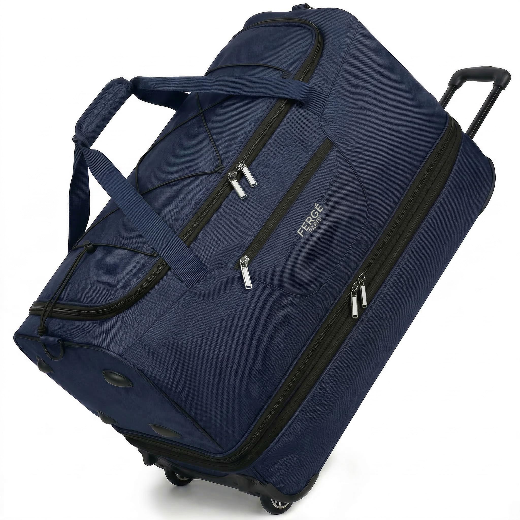 FERGÉ XL borsa da viaggio capiente con rotelle, espandibile e scomparto per scarpe - Trolley con cinghie di fissaggio, borsa da viaggio morbida, Weekender PARIS